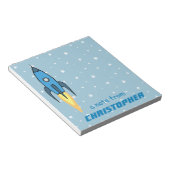 Blue Rocket Ship Outer Space School versorgt Junge Notizblock (angewinkelt)