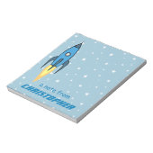 Blue Rocket Ship Outer Space School versorgt Junge Notizblock (Rotiert)