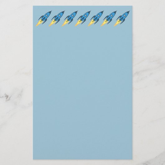 Blue Rocket Ship Weltraumjunge Kinder Niedlich mod Briefpapier (Vorderseite)