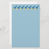 Blue Rocket Ship Weltraumjunge Kinder Niedlich mod Briefpapier (Vorne/Hinten)