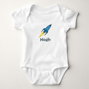Blue Rocket Ship Weltraumschiff Personalisiert Boy Baby Strampler