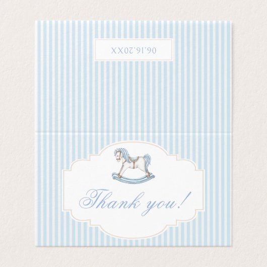 Blue Rocking Baby Boy Dusche Dankeschön Karten (Außenseite Aufgefaltet)