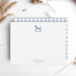 Blue Rocking Horse Baby Boy Kinderzimmer Dankeskarte