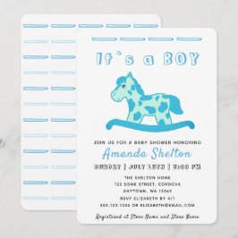Blue Rocking Horse Baby Boy Shower Einladung