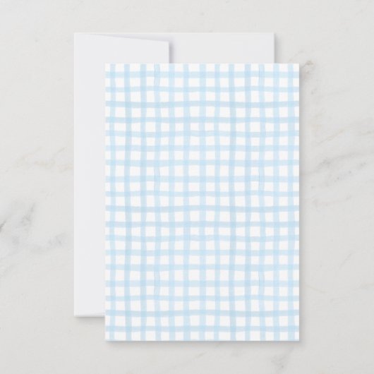 Blue Rocking Horse Baby Dusche Danke Karte (Rückseite)