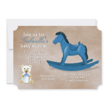 Blue Rocking Horse Baby Dusche
