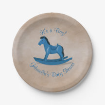 Blue Rocking Horse Baby Dusche