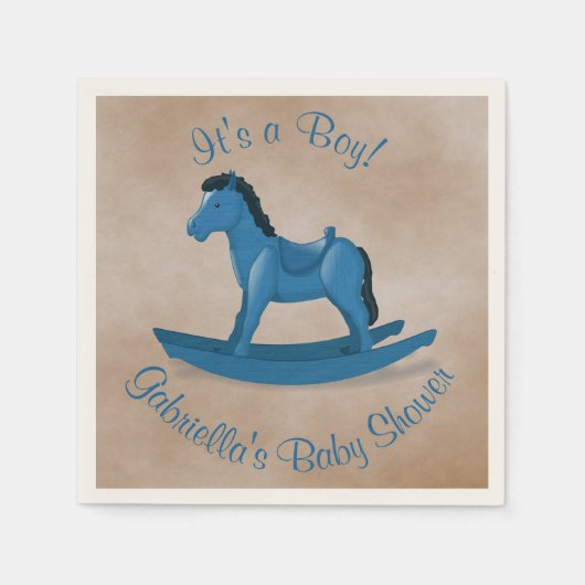 Blue Rocking Horse Baby Dusche Serviette (Vorderseite)