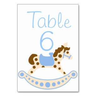 Blue Rocking Horse Baby Dusche Tischnummern