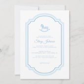 Blue Rocking Horse Baby Shower Einladung | Junge (Vorderseite)