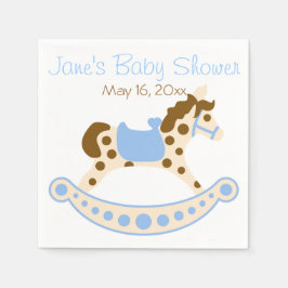 Blue Rocking Horse Baby Shower Napkins Serviette