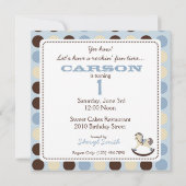 Blue Rocking Horse Birthday Einladung (Rückseite)