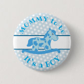 Blue Rocking Horse Es ist eine Baby-Dusche Button (Vorderseite)