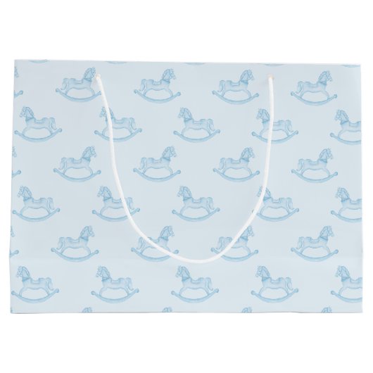 Blue Rocking Horse Pattern Baby Duschgeschenk Beut Große Geschenktüte (Rückseite)