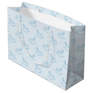 Blue Rocking Horse Pattern Baby Duschgeschenk Beut Große Geschenktüte