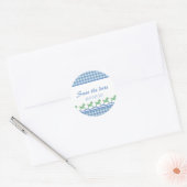 Blue Rocking Horse Save the Date Stickers (Umschlag)