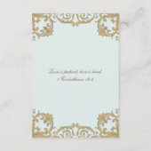 Blue Rococo Vintage Christian Wedding Details Begleitkarte (Rückseite)