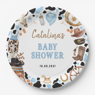 Blue Rodeo Cowboy-Baby-Party Pappteller