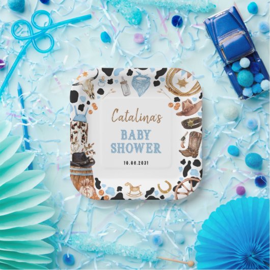 Blue Rodeo Western Cowboy Baby Dusche Pappteller (Party)
