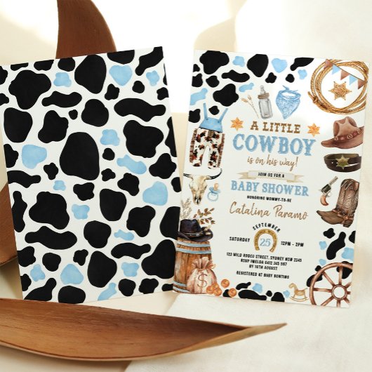Blue Rodeo Wild West Cowboy Boy Baby Dusche Einladung
