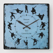 Blue Roll mit Time Skater Schlafzimmeruhr Quadratische Wanduhr (Vorderseite)