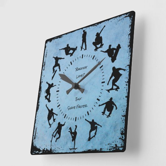 Blue Roll mit Time Skater Schlafzimmeruhr Quadratische Wanduhr (Winkel)