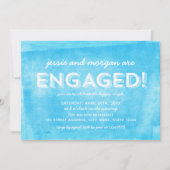 Blue Rolled Ink Verlobt! Verlobungsparty Einladung (Vorderseite)