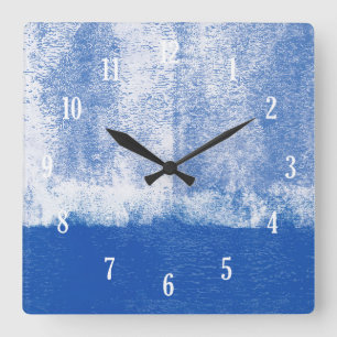 Blue rolled paint clock quadratische wanduhr