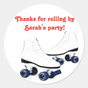 Blue-Roller-Skate Geburtstagsticker Runder Aufkleber