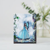 Blue Romantic Butterfly Fairy Postcard Postkarte (Stehend Vorderseite)