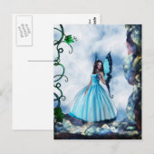 Blue Romantic Butterfly Fairy Postcard Postkarte (Vorne/Hinten)