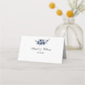 Blue Romantic Elegante Floral Hochzeiten Platzkart Platzkarte (Rückseite)