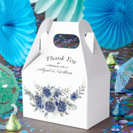 Blue Romantic Floral Botanic Gastgeschenk Hochzeit Geschenkschachtel