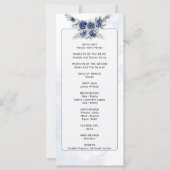 Blue Romantic Floral Botanica Wedding Program Card (Rückseite)