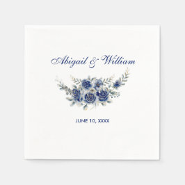 Blue Romantic Floral Botanical Wedding Napkins Serviette