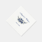 Blue Romantic Floral Botanical Wedding Napkins Serviette (Ecke)