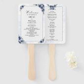 Blue Romantic Floral Botanical Wedding Programm Fächer (Vorne und Hinten)