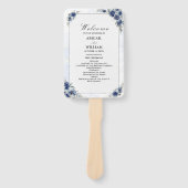 Blue Romantic Floral Botanical Wedding Programm Fächer (Vorderseite)