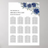 Blue Romantic Floral Wedding Seating Chart Poster (Vorne)