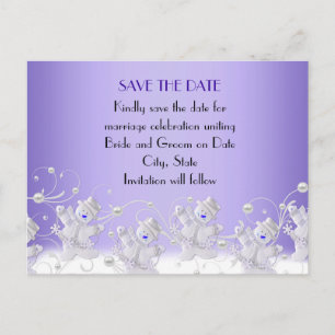 Blue Romantic Snowman Save the Date Ankündigungspostkarte