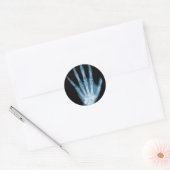 Blue Röntgen Skeleton Hand Runder Aufkleber (Umschlag)