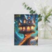 Blue Roof Treehouse Postkarte (Stehend Vorderseite)