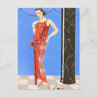Blue Room Abend Dress by George Barbier Postkarte