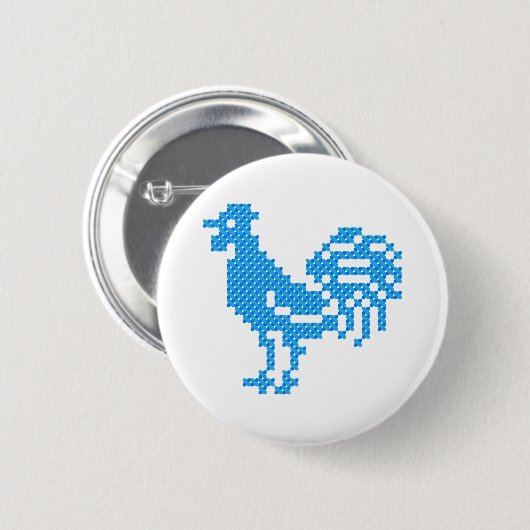 Blue Rooster Button (Vorne & Hinten)