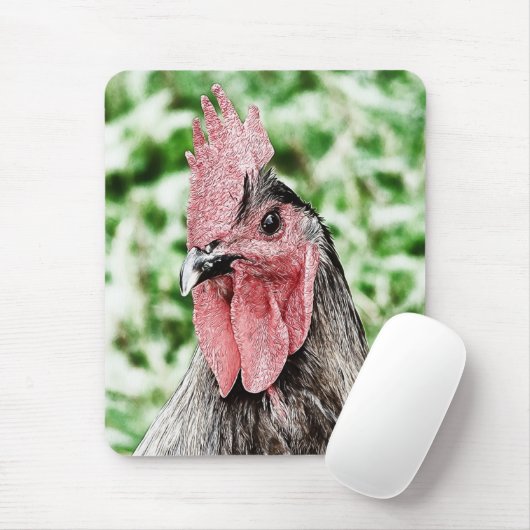 Blue Rooster Digital Art Mousepad (Mit Mouse)