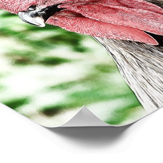 Blue Rooster Digital Art Poster (Ecke)