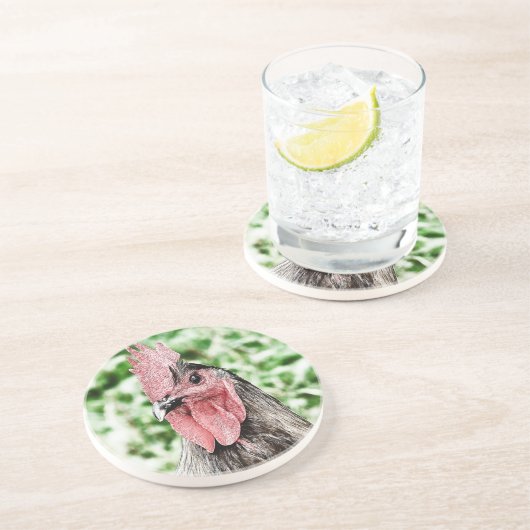 Blue Rooster Digital Art Untersetzer (Seite)