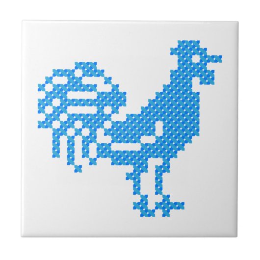 Blue Rooster Fliese (Vorderseite)