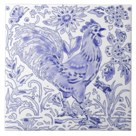 Blue Rooster Hühnerinsekt Bauernhof Rustikale Kuns Fliese