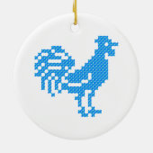Blue Rooster Keramik Ornament (Hinten)